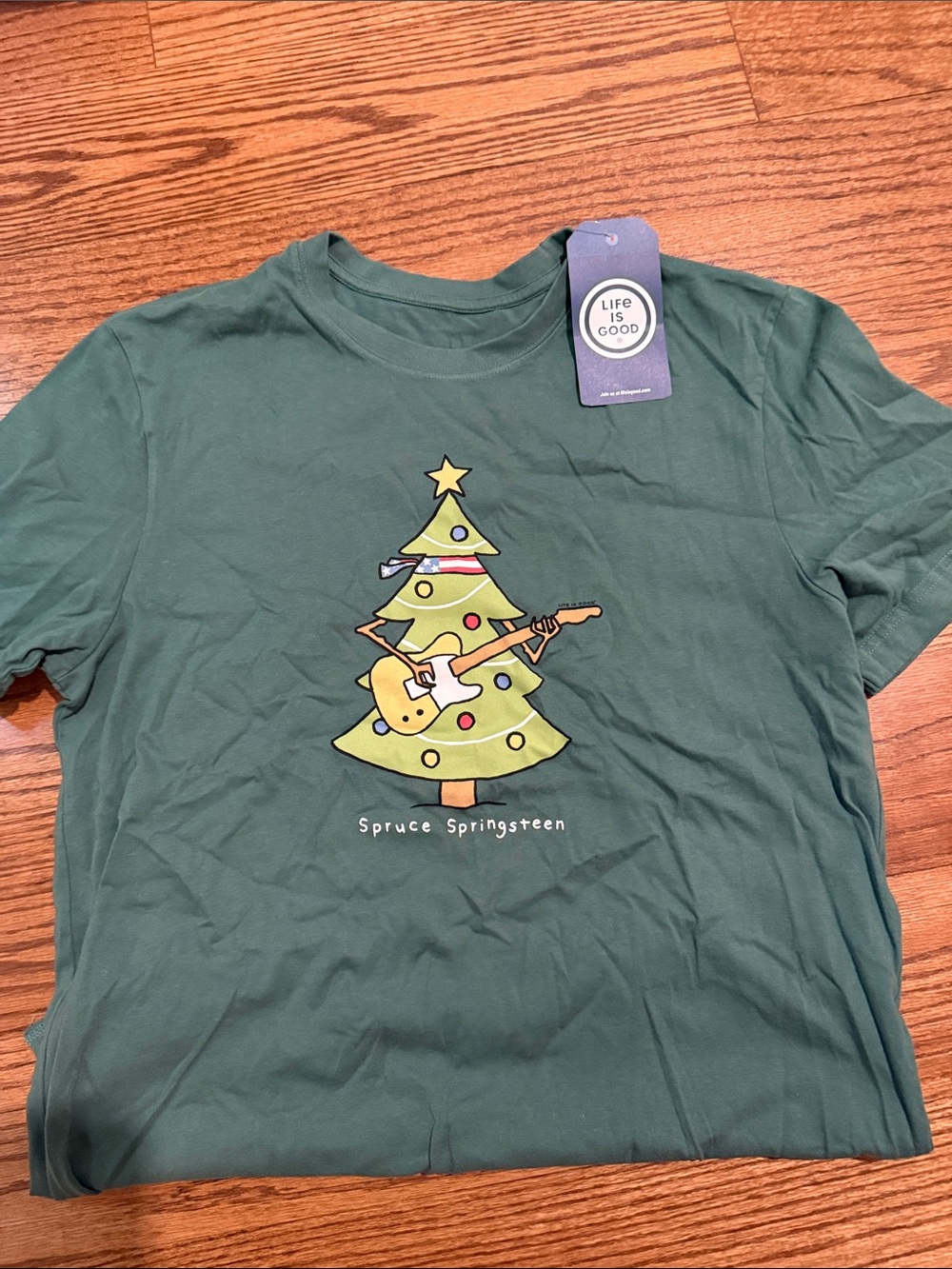 Life Is Good Green 'Spruce Springsteen' Graphic Short Sleeve Tee